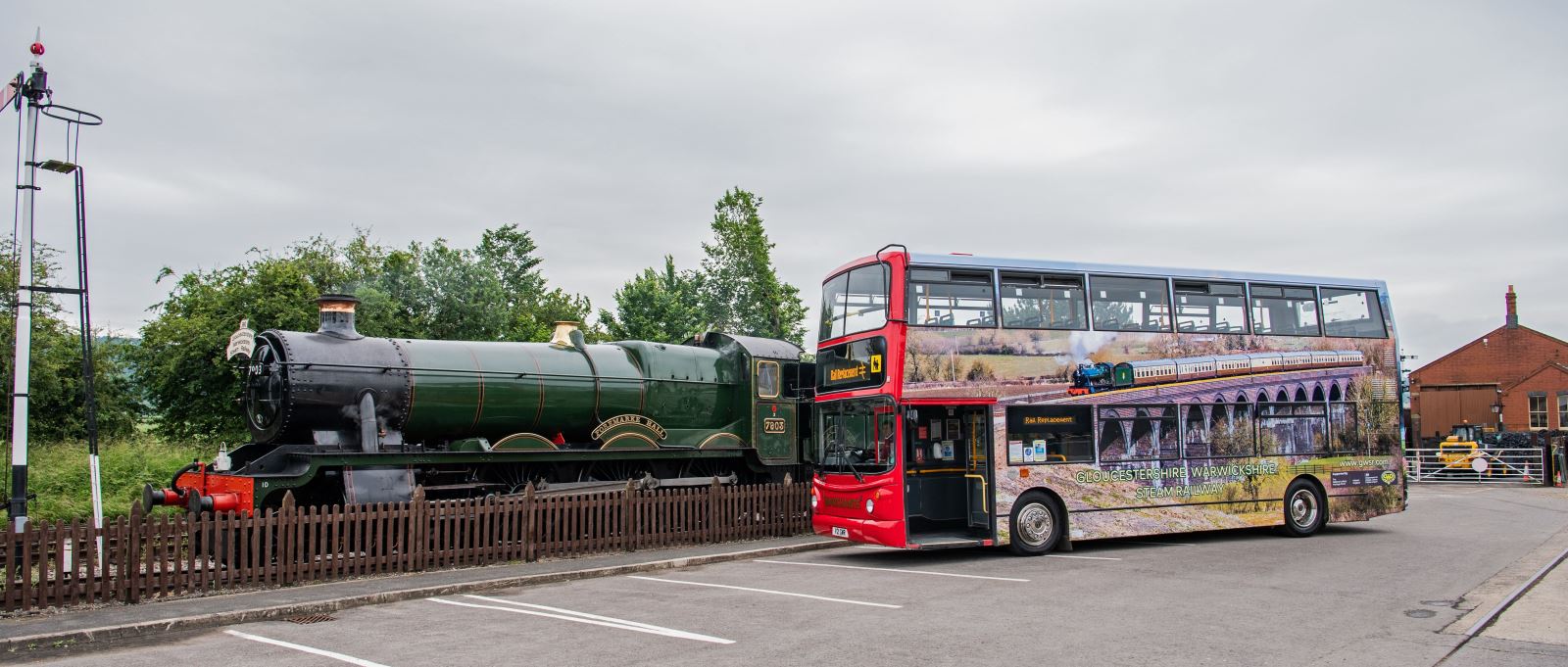 Marchants bus wrapped in a giant steam train sticker